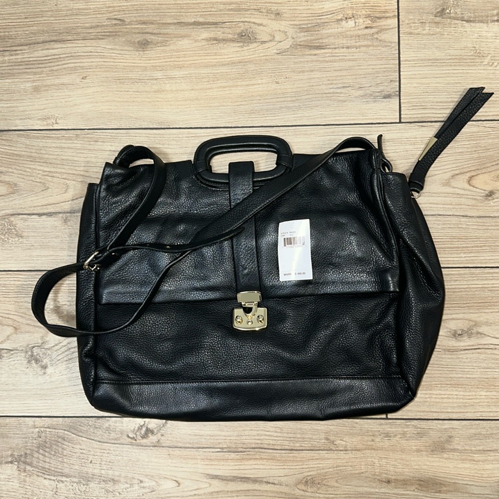 Foley & Corinna black leather messenger bag